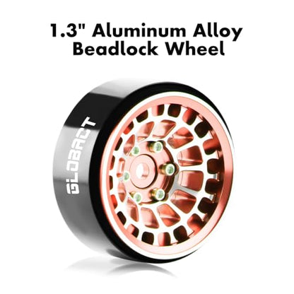 GLOBACT 1.3" Wheels Tires Offset -3.75mm for SCX24 AX24 TRX4M 1/18 1/24, RG - color: Rose Gold