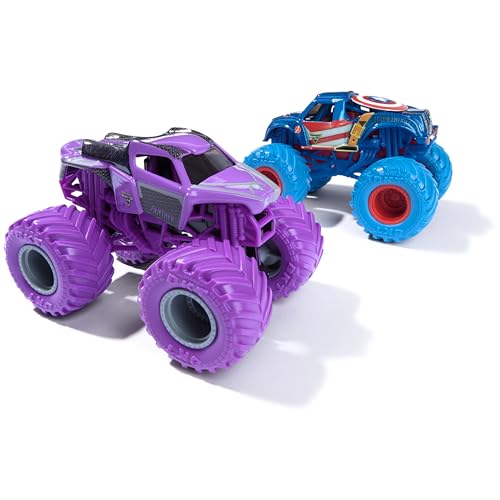 Monster Jam, Marvel Official Captain America Vs. Black Panther Die-Cast Monster Trucks, 1:64 Scale, Kids Toys for Boys and Girls Ages 3 and up - color: Captain America Vs Black Panther