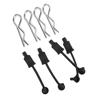 4 Set Car Clip Retainer Rc Car Body Shell Clip Retainers Steel Rubber Clips W Pull Tabs R Pins Universal Shell Replacement Parts for Remote Control Car Upgrade Part (Black) - color: Black