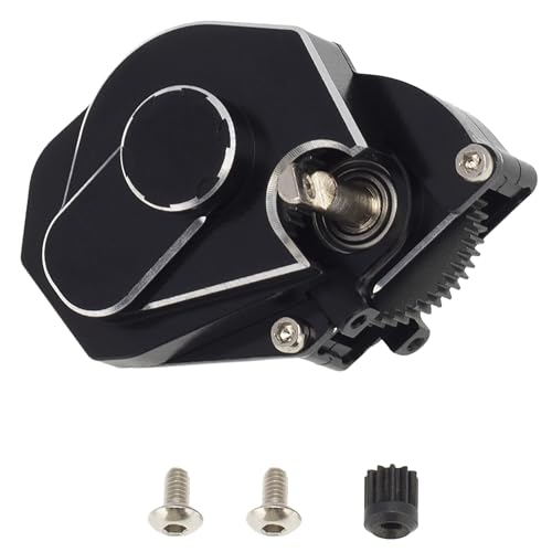 MEUS Racing RC Crawler Aluminum Transmission Gearbox, Assembled Transmission Case Complete Gearbox Upgrade Parts for 1/24 Axial SCX24 Deadbolt 90081 C10 Wrangler (HELIDIRECT) (Black) - color: Black