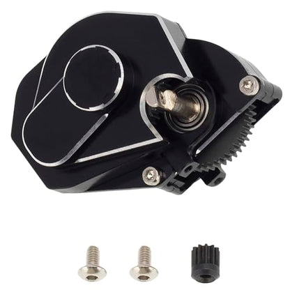 MEUS Racing RC Crawler Aluminum Transmission Gearbox, Assembled Transmission Case Complete Gearbox Upgrade Parts for 1/24 Axial SCX24 Deadbolt 90081 C10 Wrangler (HELIDIRECT) (Black) - color: Black