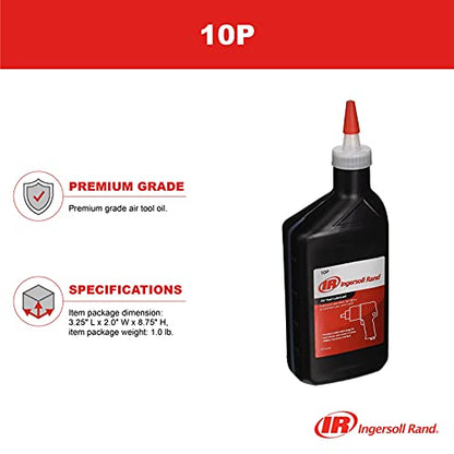 Ingersoll Rand 10P Edge Series Premium Air Tool Oil | Formulated to lubricate pneumatic tools for reliable operation and extended service life, 0.5L bottle - style: 10P - One Pint Bottle