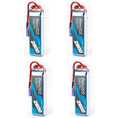 Gens ace 2800mAh 2S1P 7.4V RX Lipo Battery with EC3 & JR Plug(4Pcs)