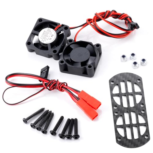 MORLORDY 30x30mm RC Cooling Fans Dual Mount and 2Pcs Cooling Fans Heatsink Kit for Arrma 1/8 3S Vendetta Infraction Big Rock Upgrade Parts(Plastic Fan)