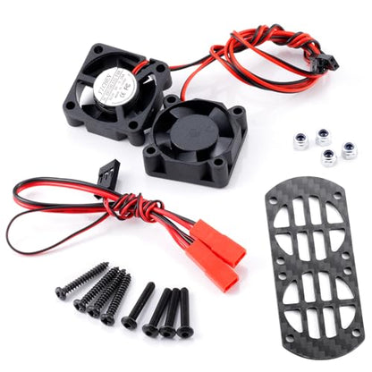 MORLORDY 30x30mm RC Cooling Fans Dual Mount and 2Pcs Cooling Fans Heatsink Kit for Arrma 1/8 3S Vendetta Infraction Big Rock Upgrade Parts(Plastic Fan)