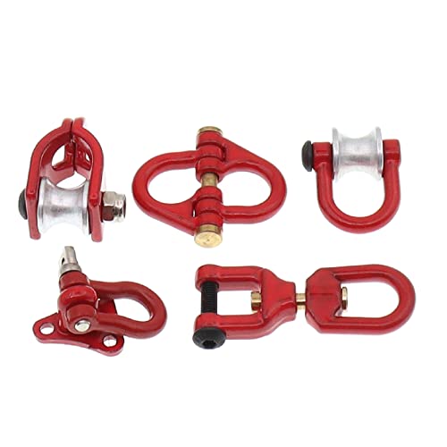 Metal Tow Hook Recovery Shackle Winch Pulley Ring Buckle Rescue Hook Horseshoe Buckle Compatible with 1/10 AXIAL SCX10 Wraith Capra TRX4 TRX6 D90 Redcat MST RC Car（Red） - color: Red