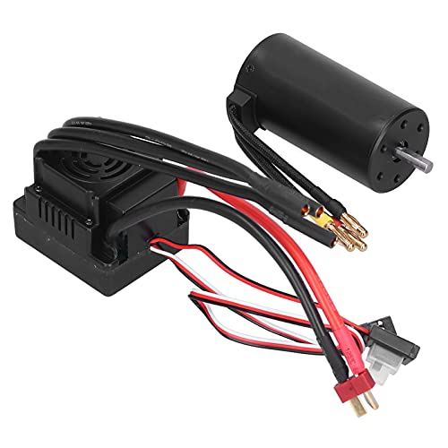 3670 2650KV Brushless Motor 120A ESC Combo High Power Brushless Motor System with Cooling Fan for 1/8 Scale RC Cars Aluminum Alloy Construction