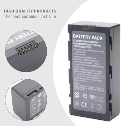 2Pack WB37 RC Battery, Dual USB-C Charger Hub Box Compatible for DJ RC Plus | Remote Monitor Video Transmitter, Video Receiver, CrystalSky, Cendence Remote Controller