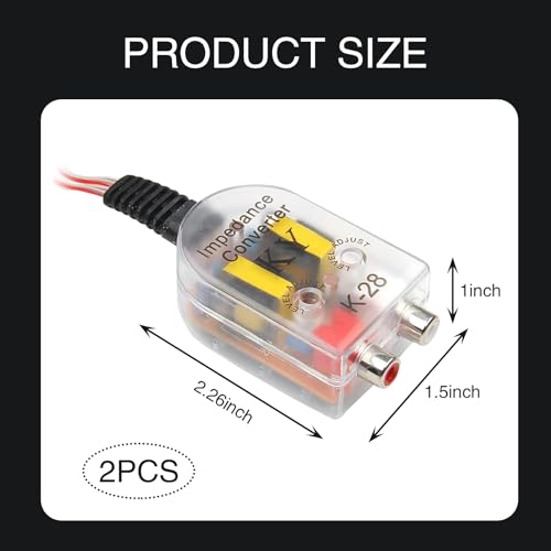 2-Channel Car Stereo Audio Speak Delay Signal Hi-Low Converter, Car Line Audio Output Converter, Portable Vehicle Impedance Signal Converter, Universal Car Inputs Accessories (Transparent)