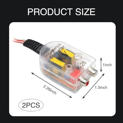 2-Channel Car Stereo Audio Speak Delay Signal Hi-Low Converter, Car Line Audio Output Converter, Portable Vehicle Impedance Signal Converter, Universal Car Inputs Accessories (Transparent)