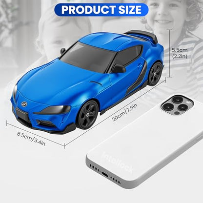 IntelLock 1:24 RTR RC Drift Car with Scratch-Free Drift Tires, 4WD High-Speed JDM, 2 Rechargeable Batteries, LED Lights, 2.4GHz Remote Control Car for Kids & Adults, Indoor/Outdoor (Blue 2)