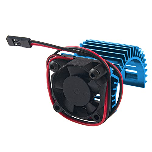 RC Motor Heatsink 540 545 550 Brushless Brushed Electric Engine Heat Sink with 5-6V Cooling Fan Compatible with Traxxas HSP HPI Wltoys Himoto Axial Tamiya 1/10 RC Crawler Truck Car (Blue) - color: Blue