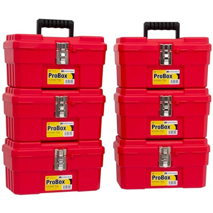 Akro-Mils 14-Inch Plastic Toolbox with Removable Tray, Steel Latch & Padlock Eye, Heavy Duty Tool Box for Tools, Crafts, First Aid & Hobby Supplies, 14" x 8" x 8", Made in USA, 6-Pack, Red (09514) - color: Red, size: 6-Pack
