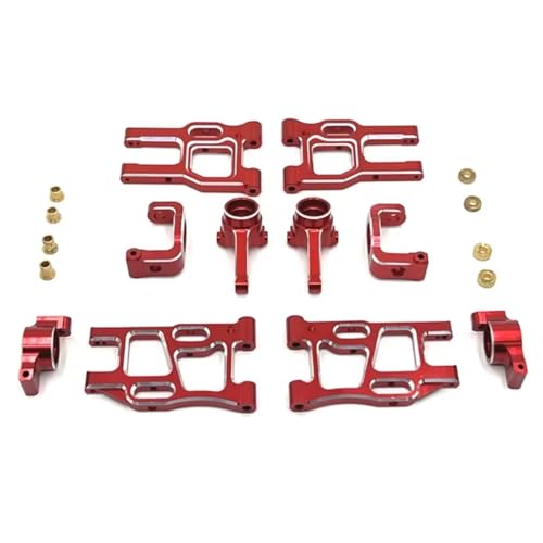 RC Steering Knuckles For LC PTG-2 PTG-2R 1/10 Metal Front And Rear Suspension Arm Steering Cup Hub Carrier Set RC For Racing Upgrade Parts Accessories(Red) - color: Red