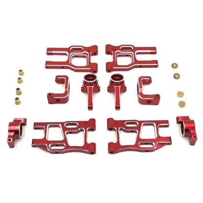 RC Steering Knuckles For LC PTG-2 PTG-2R 1/10 Metal Front And Rear Suspension Arm Steering Cup Hub Carrier Set RC For Racing Upgrade Parts Accessories(Red) - color: Red