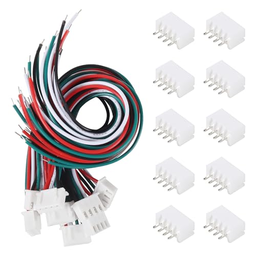 Alinan 20pcs JST-XH2.54mm 4 Pin Connector Kit, Included 10pcs Mini 4 Pin 24AWG Female Connector Plug with 150mm Cable Wire and 10pcs Micro 4Pin Male Connector Plug - color: 4Pin 24AWG 150mm Cable