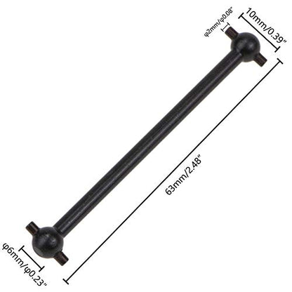 Front/Rear Center Driving Dogbone Shaft 08061 63MM #45 Steel Silver Iron Black for 1/10 RC Hobby Model Car HPI HSP,COJOYS,4PCS (Black)