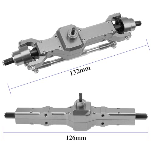 ShareGoo 3Pcs B16 Straight Axle Set Front Middle Rear Aluminum Complete Axle Compatible with WPL B16 B36 JJRC Q60 Q63 Q64 FY004 6X6 6WD 1/16 RC Car (Titanium) - color: Titanium