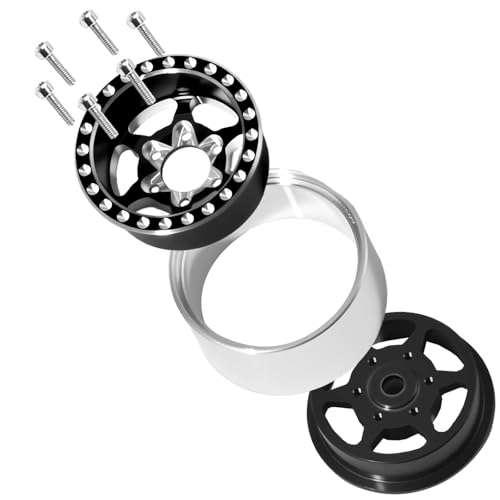 1.0 Beadlock Wheel Rim Set Aluminum Alloy RC Upgrade Part For Traxxas 1/18 TRX4M 1/24 Axial SCX24 FMS FCX24 Gladiator Bronco C10 JLU Deadbolt B17 RC Crawlers Upgrade Off-road(4Pcs/set) - color: Black