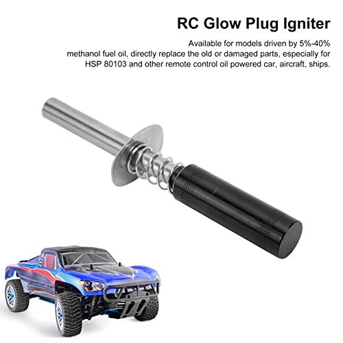 Glow Plug Igniter RC Starter Kit with N3 Glow Plug, RC Engine Igniter for Methanol Fuel Oil Powered Vehicles, Aluminum Alloy Glow Plug Starter for HSP 80103 RC Car, Aircraft, Ships (Black) - color: Black