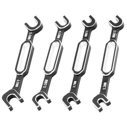 CCYLEZ RC Car Wrench, High Strength Aluminum Alloy Turnbuckle Nut Remover Tool Kit for RC Drift Cars and RV Maintenance 4PCS Set Black - color: Black