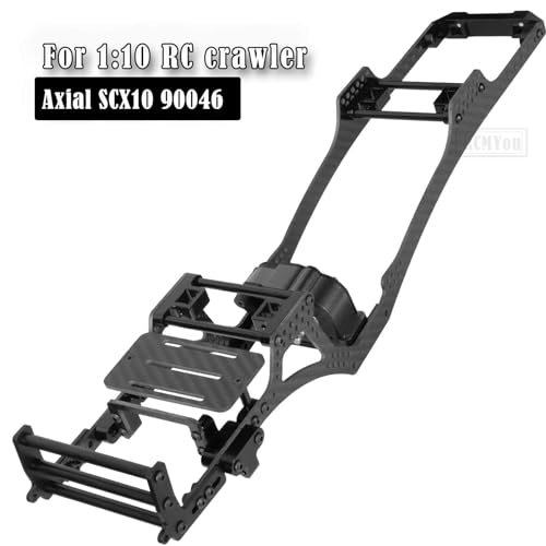 RC Carbon Fiber Frame Chassis w/Gearboxes Upgrades Part for 1/10 SCX10 SCX10 II 90046 90047 RC Crawler Car,Black - color: Black - Parts
