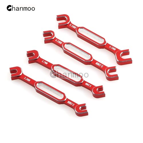 RC Aluminum Alloy Wrench Turnbuckle Nut Ball 3.0/3.2/3.5/3.7/4.0/5.0/5.5/6.0mm Joint Remover RC Universal Repair Tool Set For RC Crawler Monster Truck Off Road Car Drone Airplane (Red) - color: Red