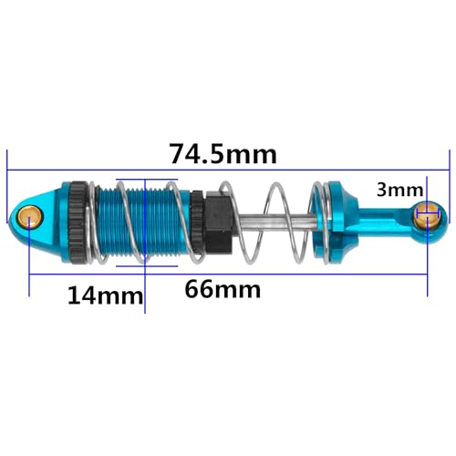 4Pack ShareGoo RC Car Shock Absorbers Metal Shocks Damper Compatible with MJX Hyper Go 16207 16208 16209 16210 H16BM H16GT H16DR 1/16 RC Car Upgrades Part (Blue) - color: Blue