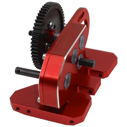 ShareGoo Aluminum 2Low Gearbox Middle Transmission w/Overdrive Gear for LCG Chassis Compatible with Axial SCX10 II III 90046 Capra TRX4 1/10 RC Crawler (Red) - color: Red