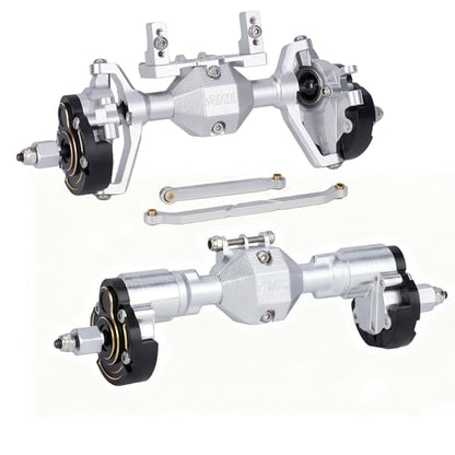 Ascent-18 Portal Axle Set for Redcat Ascent-18 Upgrade, CNC Aluminum Front & Rear Axles with Brass Portal Covers, Steel Gears, Servo Mount & Steering Links (Silvery) - color: Silvery
