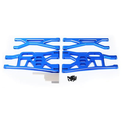 Aluminum Front Upper & Lower Suspension Arms Upgrades Set for 1/5 X-Maxx XMaxx RC Car (Blue) - color: Blue