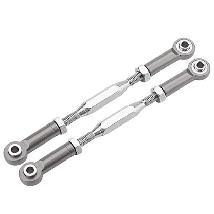 RC Truck Steering Rods, 2 Pcs Aluminium Alloy Steering Linkage Rods for Slash 1/10 Scale RC Truck Remote Control Car Spare Part Accessory (Grey)