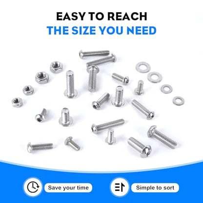 321PCS M6 M8 Button Head Screws Kit, GTERNITY M6-1.0 M8-1.25 Assorted Machine Screws Nuts Washers 304 Stainless Steel Metric Internal Hex Screws Bolts Nuts Washers Set - size: M6 m8 321 B