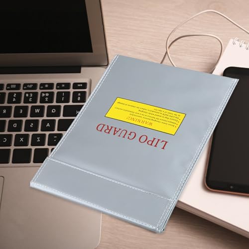 2pcs Lipo Battery Storage Bag - Fireproof and Explosion-Proof Lithium Battery Pouch - Fire-Resistant Pouch for Safe Charging Small Electronics Protection - color: Silver