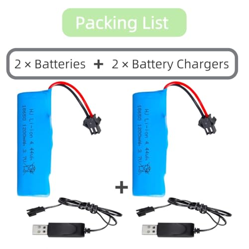 Rc Car Battery - 2 Pack 3.7V 1200mah Li-ion Batteries Rechargeable for Double Sided Rc Stunt Car RC Trucks Small RC Boat Remote Control Toy Cars E35 DE38 DE40 DE50 with USB
