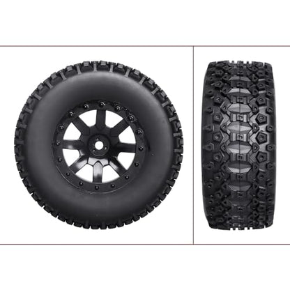 Pre-Glued RC SC Tires Wheels for Traxxas Slash 2WD Vxl 4x4 Redcat Blackout XTE TR10, Losi 22S SCT RC Short Course Truck