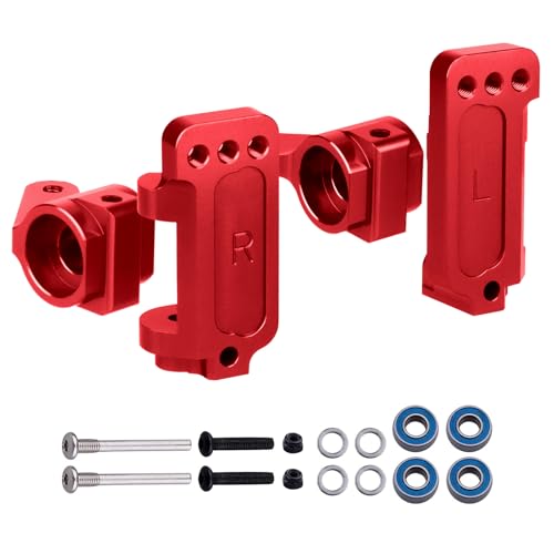 Hobbypark Aluminum Caster Blocks C-Hubs & Steering Blocks Knuckles for Traxxas 1/10 2WD Slash, Rustler, Stampede, Nitro Slash, Replace 3632 3736 (Red) - color: Red