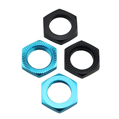 8PCS 17mm Thread Aluminum RC Wheel Nuts Aluminum Alloy Wheel Hex Hub Nuts, 4PCS Blue 4PCS Black