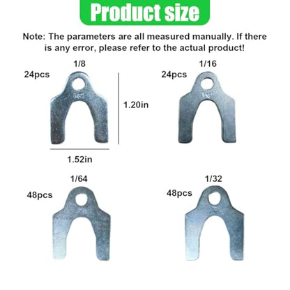 YoRise 144PCS Universal Auto Alignment Body Shim Assortment Kit, 1/16" 1/64" 1/32" 1/8" Metal Car Spacers for Camber Alignment or Adjusting Body Parts (Silver)