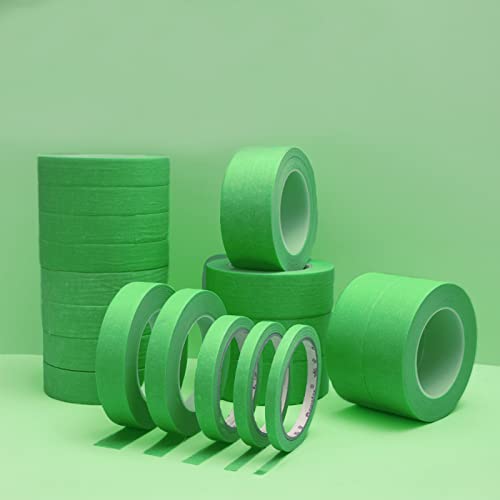 6 Rolls Fine Line Tape 1/16, 1/8, 1/5, 2/5, 1/2, 3/4 Inch x 55 Yard Fineline Masking Tape Painter Adhesive Automotive for DIY Car Auto Paint (Green, Mixed Sizes) - color: Green, size: Mixed Sizes