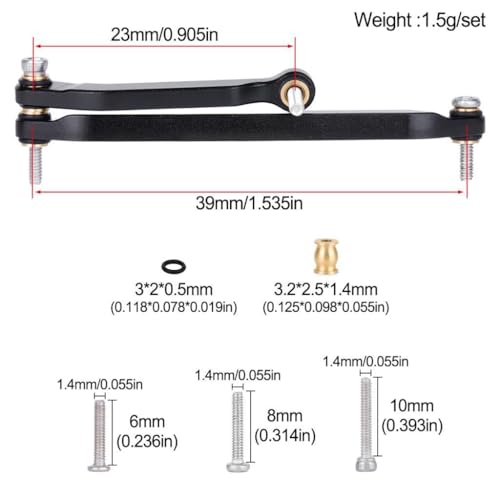 RC Steering Link Aluminum Alloy Steering Rod Linkage Remote Control Truck Replacement CNC Machined Part Suitable for SCX30 Model, Black - color: Black