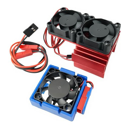Dual Cooling Fan Set for ESC Motor Slash Rustler Stampede Hoss 4X4 VXL | 1/10 Scale,RC Cars,Dual Fans,ESC Cooling,Motor Cooling,High Airflow,Easy Installation,Durable Construction