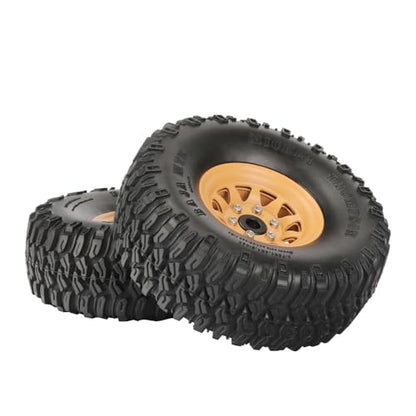 4PCS 1.55 Inch Aluminum Alloy Beadlock Wheel Rim Tyre and 95mm Rubber Tires Set for 1/10 RC Rock Crawler Car Upgrade Parts for Tamiya Axial AX90069 D90 TF2 CC01 LC70(10Holes-Yellow) - color: 10holes-yellow