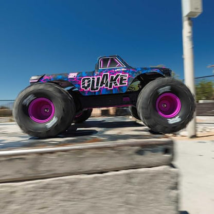 ARRMA RC Truck 1/10 Quake 223S 2WD RTR (Battery and Charger Not Included) Brushless Monster Truck, Purple, ARA3537T3 - color: Purple