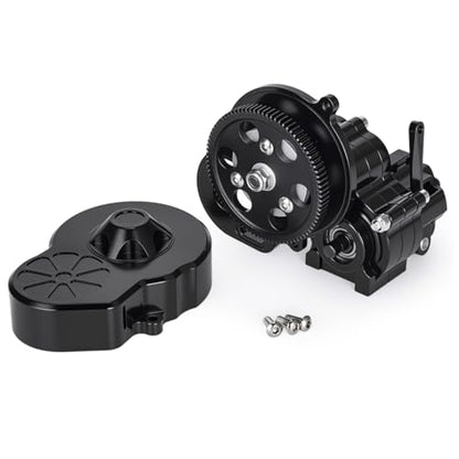 Complete Transmission Cutoff Gearbox with Dig Gear for SCX10 AX10 Wraith | CNC machined Aluminum alloy housing.Direct fit for 1/10 RC Axial SCX10.Upgrade stock gearbox for smoother crawl. - color: Black
