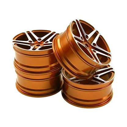 ShareGoo Metal Wheel Rims RC 12mm Hex Hubs 1/10 RC Drift On-Road Racing Touring Wheel Rim Compatible with HSP Tamiya Kyosho RedCat Sakura WLtoys Universal 1/10 RC Scales,5-Spoke (Golden) - color: Golden