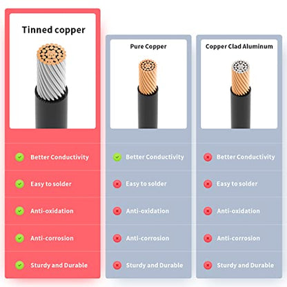 ELFCULB 12AWG 2FT XT60 Extension Cable 2 6 10 20 35 50 75 100FT XT60 Female to Male Connector for RC Battery Portable Power Station Solar Panel(2FT) | XT60 connector cable with stranded tinned copper wire for battery charging, power distribution, and equi