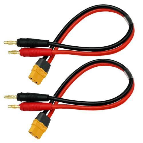 2pcs XT60H (XT60 Upgarded Female Connector Plug to 4mm Banana Plugs Battery Charge Lead Adapter Cable 12awg 30cm - style: 2Pcs XT60H Female Charge cable