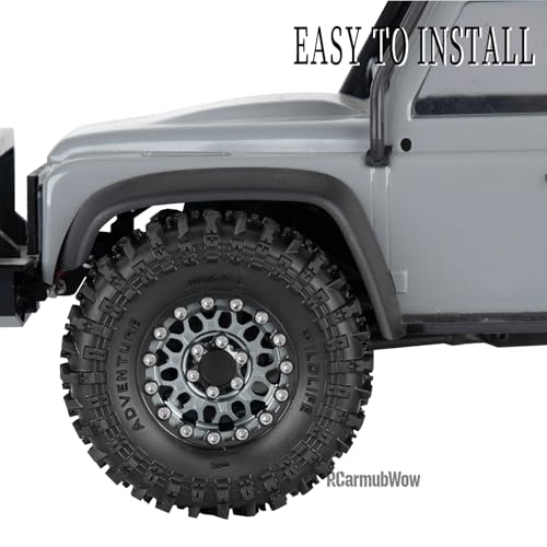 1.3" Beadlock Wheels Tires Set Aluminum Alloy w/Metal Steel Ring for TRX4M SCX24 FCX24 Ascent-18 1/18 1/24 RC Crawler Upgrade Parts,RCarmubWow 1.3 Beadlock Wheels and Tires,4pcs,Titanium - color: Titanium(4pcs)