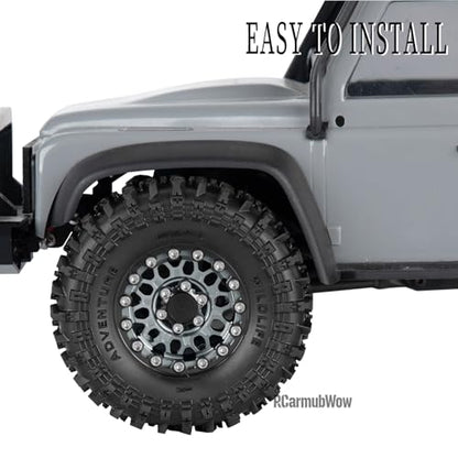 1.3" Beadlock Wheels Tires Set Aluminum Alloy w/Metal Steel Ring for TRX4M SCX24 FCX24 Ascent-18 1/18 1/24 RC Crawler Upgrade Parts,RCarmubWow 1.3 Beadlock Wheels and Tires,4pcs,Titanium - color: Titanium(4pcs)